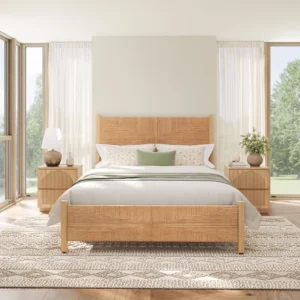 Boho Solid Wood Hand-woven PE Rattan Bed